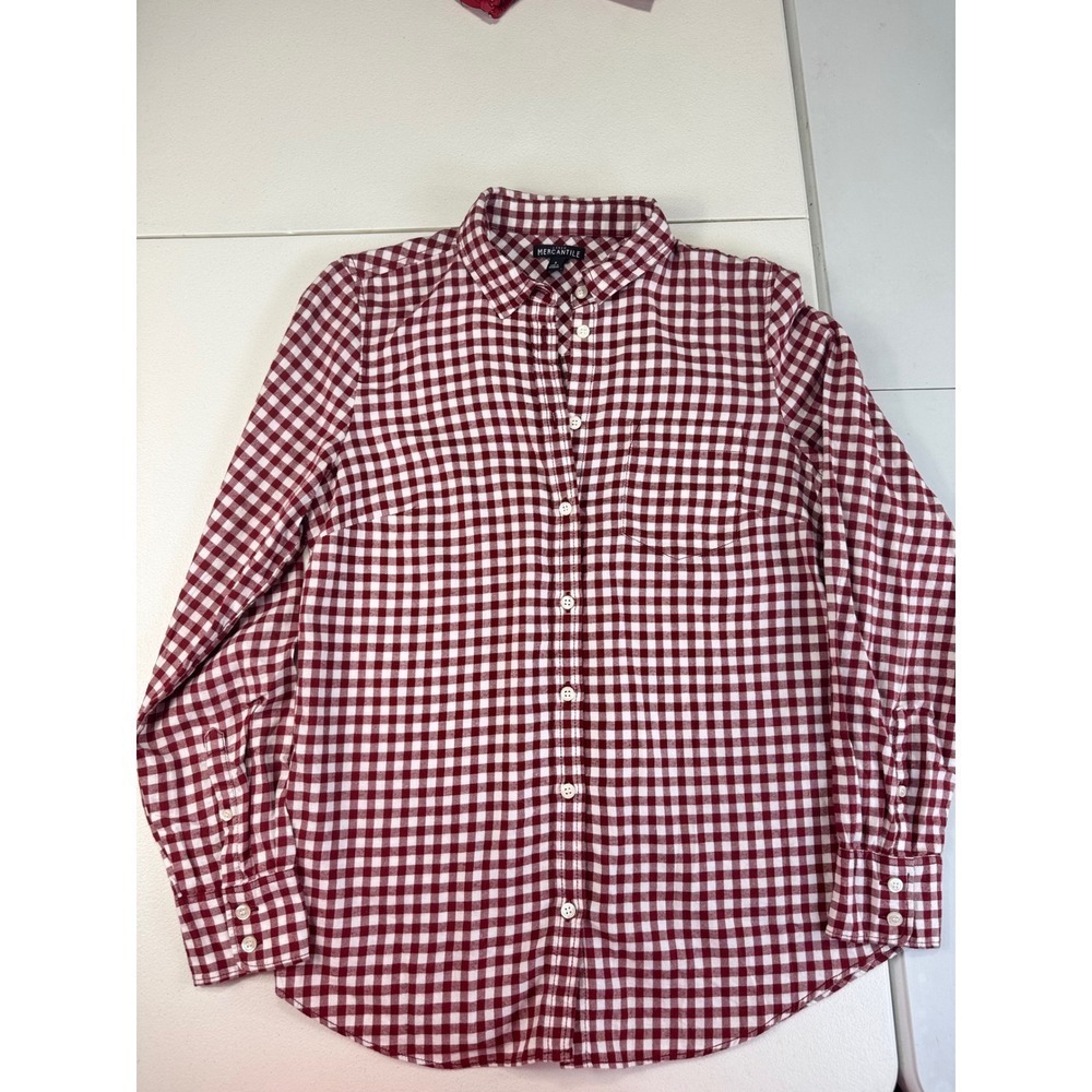 Mercantile j crew Gingham Button‎ Down Shirt Long Sleeve Career Casual S